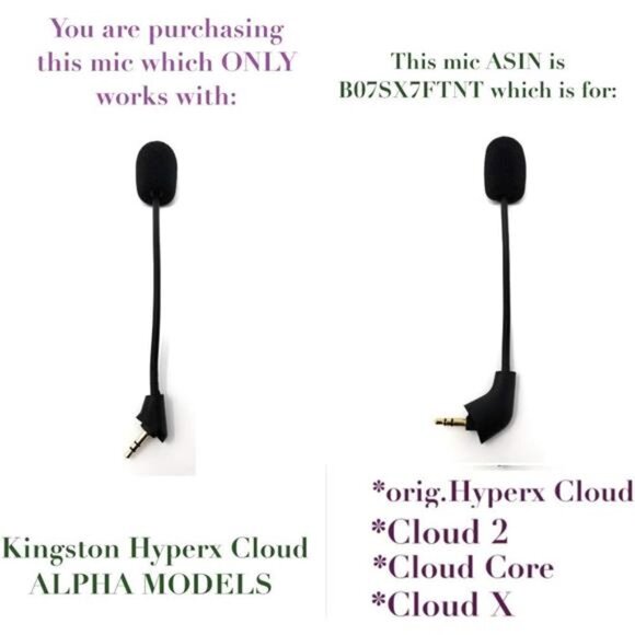 Replacement Cloud Alpha Game Mic 3.5mm Microphone Boom only for Kingston HyperX - Picture 2 of 8